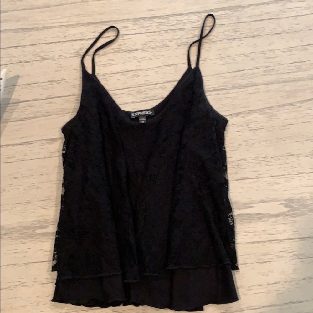 Express swing black lace tank